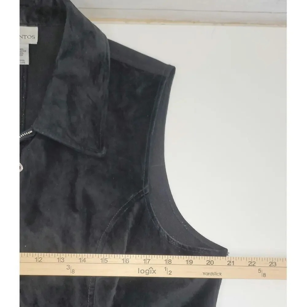 VINTAGE GANTOS 100% SUEDE LEATHER RIBBED FULLED ZIP VEST IN BLACK, SZ XL